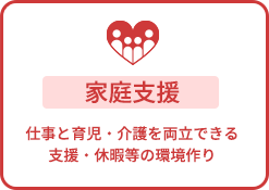 家庭支援　仕事と育児・介護を両立できる支援・休暇等の環境作り